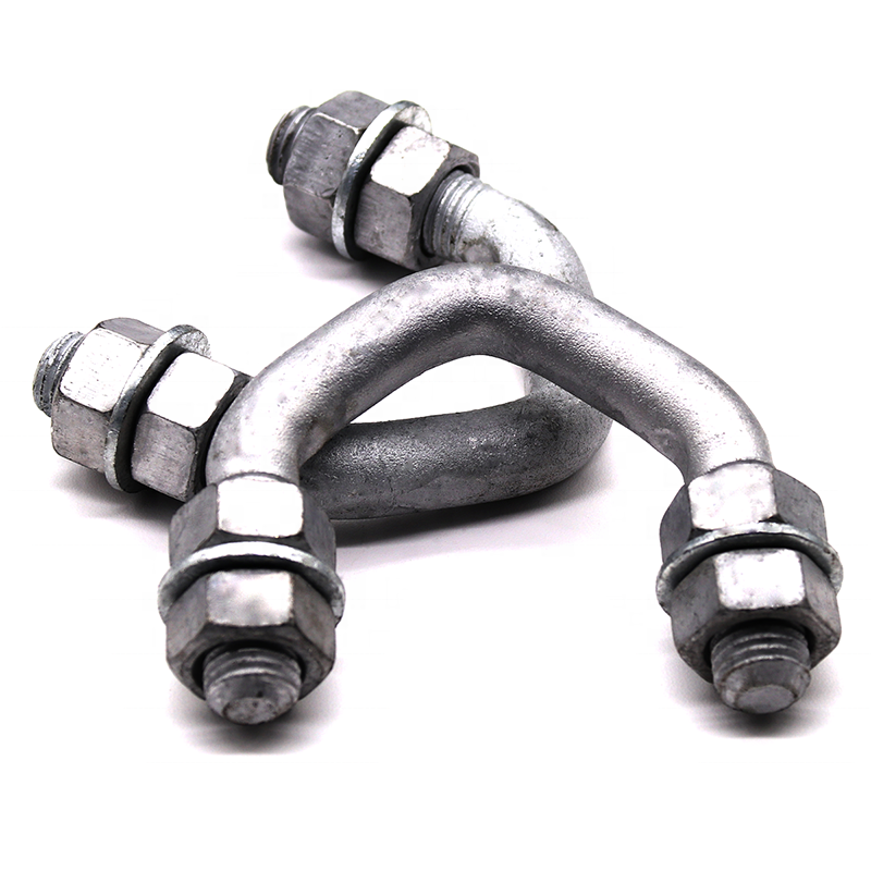 Durable OEM Custom Heavy Duty U Bolt with Galvanized Plate for Utility Pole Cable Fixing Clamp