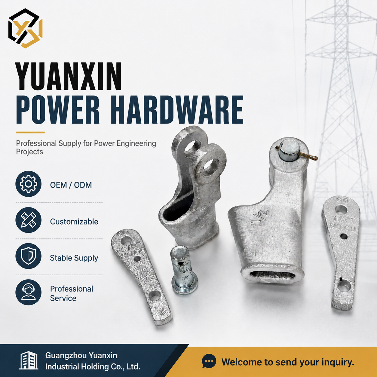 Heavy-Duty Galvanized Iron Power Line Hardware Fitting for Overhead Cable Support
