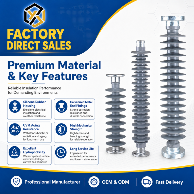 High Voltage 33KA 132KV 115KV Rod Post Composite Hollow