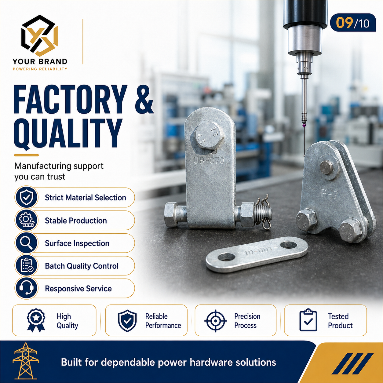 Power Line Connecting Fittings PD/PS/P-Type Hot-Dip Galvanized Double-Eye Parallel Suspension Clamps (UB-Type) Carbon Power