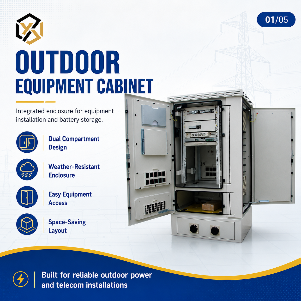 W-TEL W-TEL-T5 IP66 Outdoor Switch Box with Air Conditioner Rectifier Environment Monitoring System